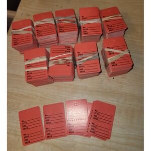 100 Perforated Tags Price Sale 1 ¼ x 1 ⅞" Two Part Red Unstrung Tag Small‎